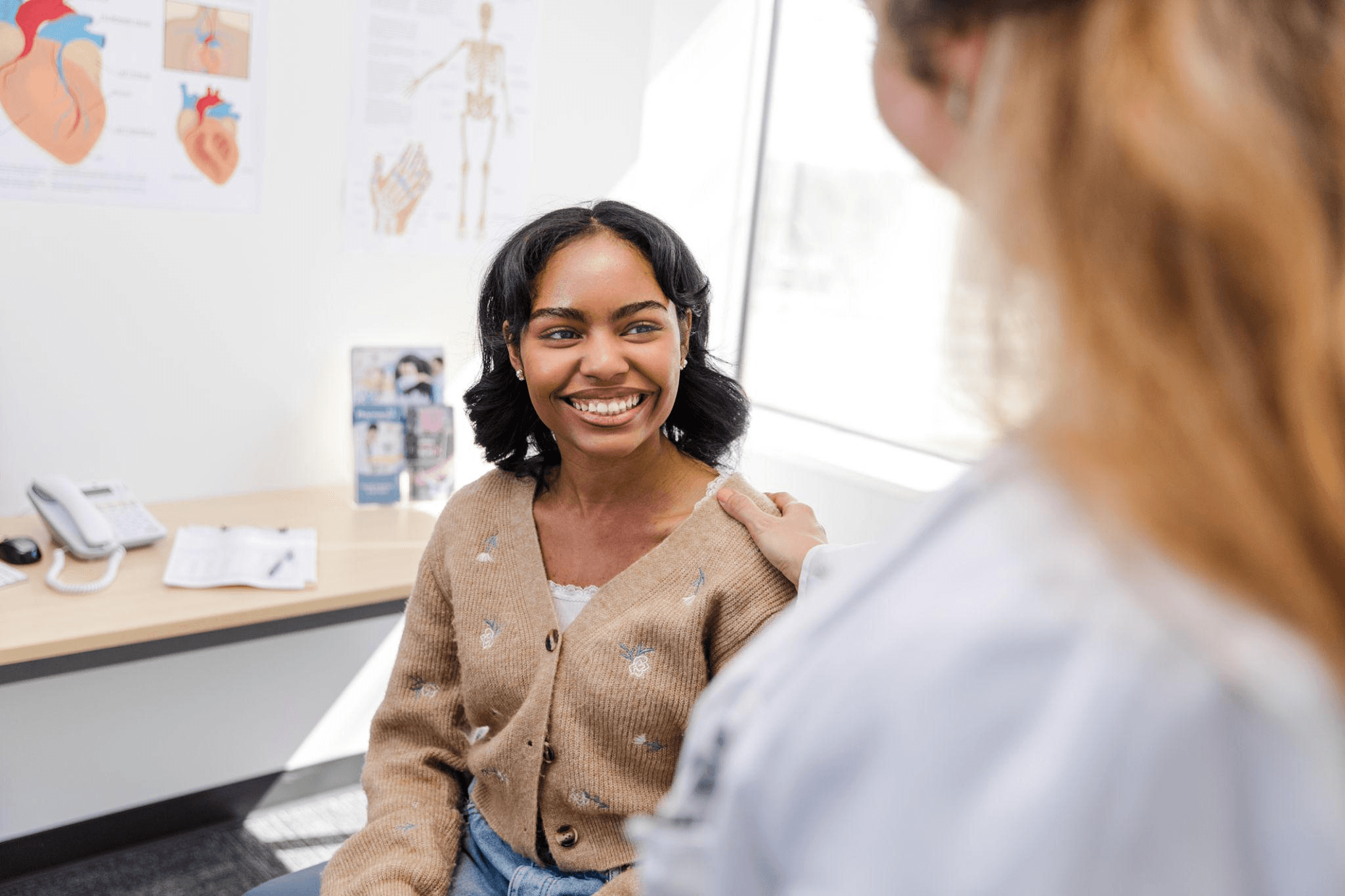 Patient smiling during consultation