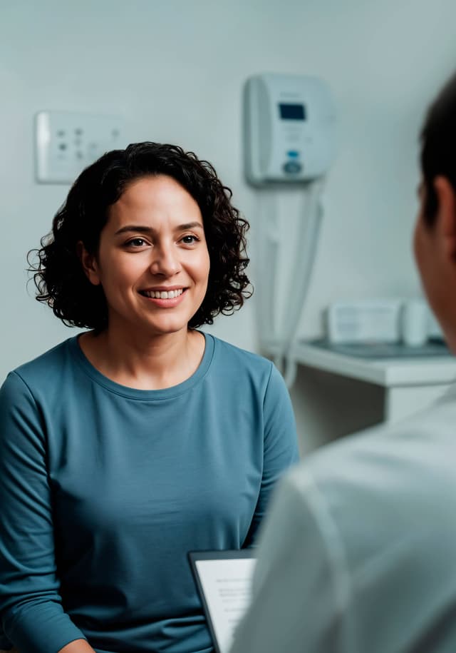Patient smiling during consultation
